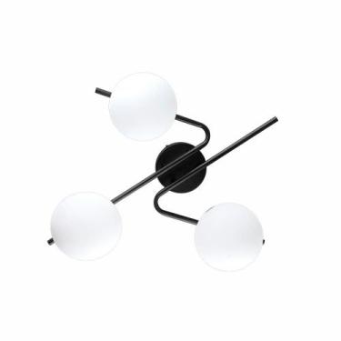 Imagem de Luminária Plafon Startec Barcelona Triplo Globo 3XE27 Bivolt, Preto
