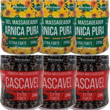Imagem de Kit 3 Gel Massageador Arnica Pura 200g + 3 Pomada Massageadora Cascave