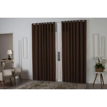 Imagem de Cortina Oxford 3,00x2,50 Sala Quarto Porta Marrom - Sofisticada Moda C