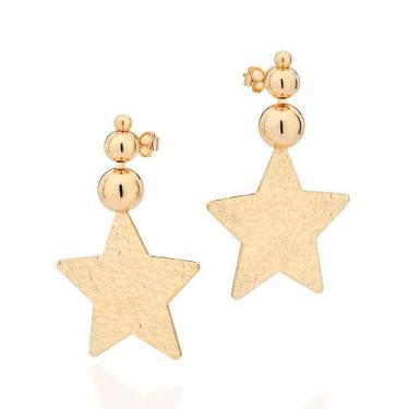 Imagem de Brincos banhado ouro 3x 24k 18k e 22k femininos grandes bolas e estrel