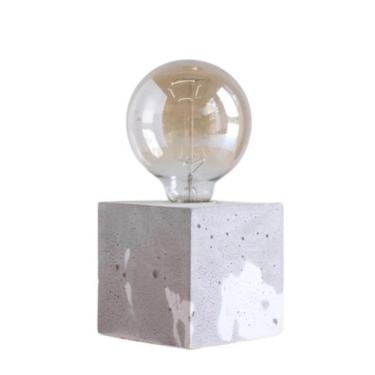 Imagem de Luminária De Mesa Quadrada em Concreto Personalizado Branco e Cinza Me