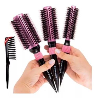 Imagem de Kit 3 escovas profissionais termicas rosé pmg E limpador de escovas ma