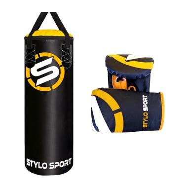 Imagem de Saco de Boxe Kids 70 + Luva Bate Saco Infantil Stylo (Amarelo)