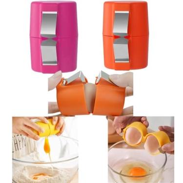 Imagem de Pacote com 2 ferramentas para cortar ovos para rachar ovos, ferramenta portátil para descascar ovos, abridor de casca de ovos, utensílios de cozinha, descascador de ovos, P+O