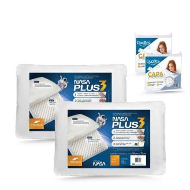 Imagem de Kit Travesseiro Nasa Plus 3 Fibrasca mais Capa Protetora
