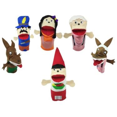 Imagem de Fantoches Historia Chapeuzinho Vermelho De Mão 25cm Kit Tecido Feltro Com 6 Personagens