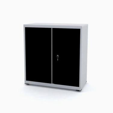 Imagem de Armário de Aço Baixo com Tampo de Madeira Ap406sl Pandin 84 cm Cinza e