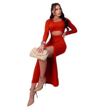 Imagem de Vestido Longo Abertura Lateral - Rotta Girl, Vermelho, Tamanho único 