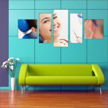 Imagem de Quadro Decorativo Dentista Consultórios Decoração Odontologia 5 Peças 