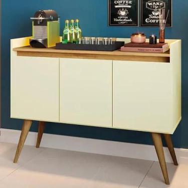 Imagem de Aparador Buffet Sala Gold 3 Portas com Pés de Madeira Maciça Móveis Pr