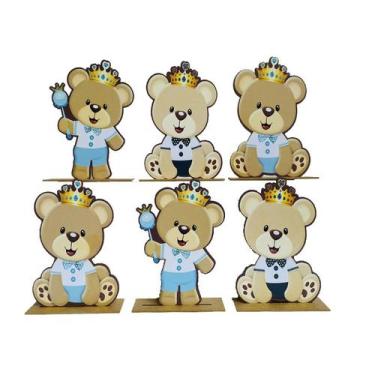 Imagem de Kit Display de Mesa 6 Peças Para Festa Ursinho MDF - Juju Brasil