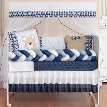 Imagem de Kit enxoval de berço ursinho bebê urso com lençol de algodão 12 peças 