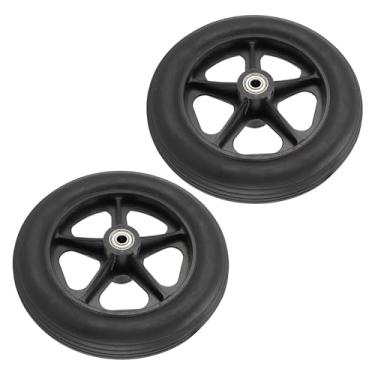 Imagem de Rodas de Cadeira de Rodas Com Rolamento de Metal Sólido PU de 8 Polegadas Rodas de Cadeira de Rodas Elétricas Pretas para Usuários de Cadeiras de Rodas