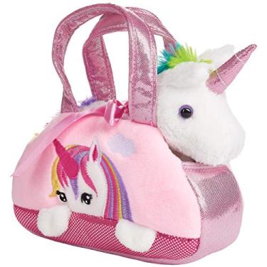 Imagem de Unicórnio de pelúcia BRUBAKER Rainbow na bolsa – 20 cm – Brinquedo macio na bolsa – Brinquedo fofinho – Bicho de pelúcia – Rosa