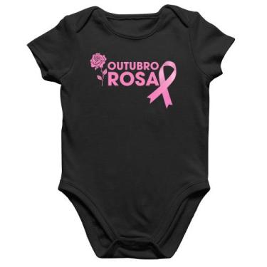 Imagem de Body Bebê Algodão Outubro Rosa - Foca na Moda, Preto, GG
