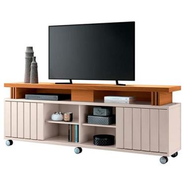 Imagem de Rack bancada para Sala Rivera 1.8 Off White Cinamomo  HB Móveis - HB M