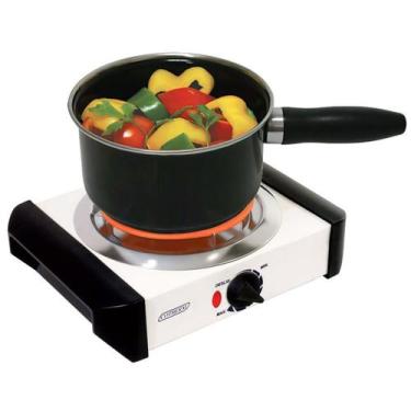 Imagem de Fogão Elétrico Portátil de Mesa 1 Boca 1000W Branco Temperatura Regulá
