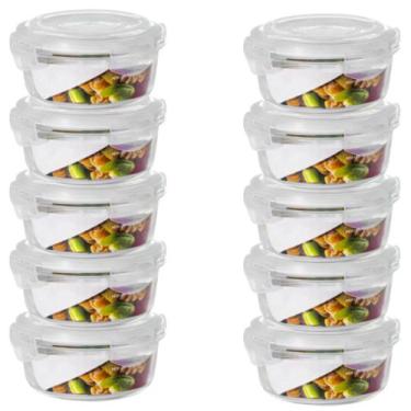 Imagem de Conjunto 10 Pote Vidro 620ml Hermético Marmita Tampa 4 Trava - QUALITY