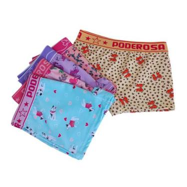 Imagem de Kit 8 Calcinha Menina Infantil Bebê Microfibra Boxer Estampada Com Cós