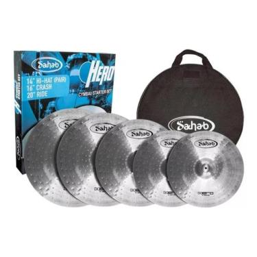 Imagem de Set de pratos hero aço escovado 14" 16" 18" 20" c/ bag - SAHAB