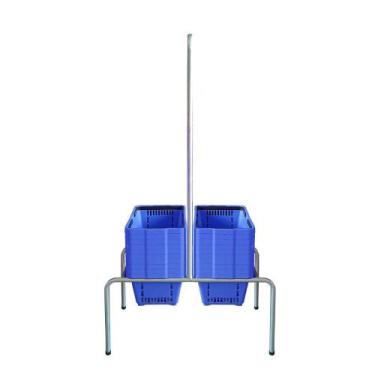 Imagem de KIT - Suporte para cestos de compras Duplo + 20 cestos D100 Azul super