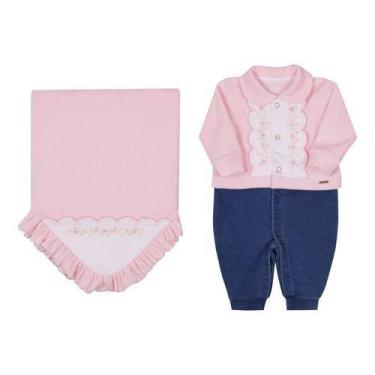 Imagem de - Saída Maternidade Plush Bebê Menina Paraiso Macacão Rf 11646 - Paraí