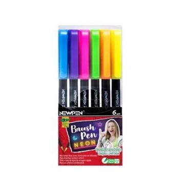 Imagem de Kit Brush Pen Newpen c/6 Cores Neon