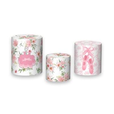 Imagem de Trio De Capa Cilindro - Bailarina Rosa Floral Alongando 009 - Via Core