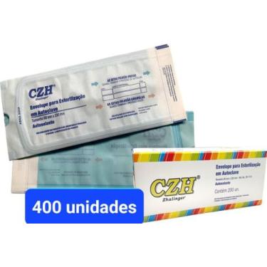 Imagem de 400 envelopes Auto Selante 9X23cm autoclave esterilização - PROFLEX