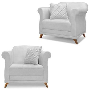 Imagem de Kit 2 Poltronas Decorativas Retro Polo Linho Grigio Ezz - Milani Store