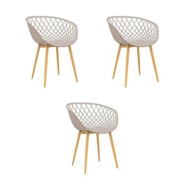 Imagem de Kit 3 Cadeiras Jantar Clarice Nude Polipropileno - Rivatti