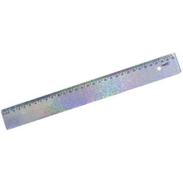Imagem de Régua de Poliestireno NEW Line Holográfica com Glitter 30CM - Pacote c