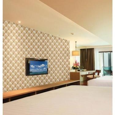 Imagem de Papel de Parede Adesivo Autocolante Estilo Couro Capitonê Dourado Viní