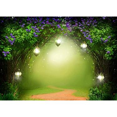 Imagem de BELECO - Cenário de Floresta Encantada de 17,78 x 1,83 m com Fantasia de Estrada, Paisagem de Primavera, Cenário de Fotografia para Tinkerbell Party Chá de Bebê de Casamento e Bandeira Infantil
