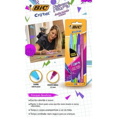 Imagem de Caneta Bic Cristal Fashion Kit Canetas Coloridas Com 04 Cores