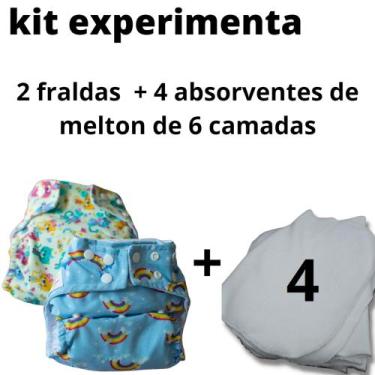 Imagem de Kit experimenta Contém 2 fraldas +4 absorventes de melton de 6 camadas