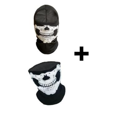 Imagem de Touca ninja caveira Balaclava + bandana caveira proteção pescoço Motoc