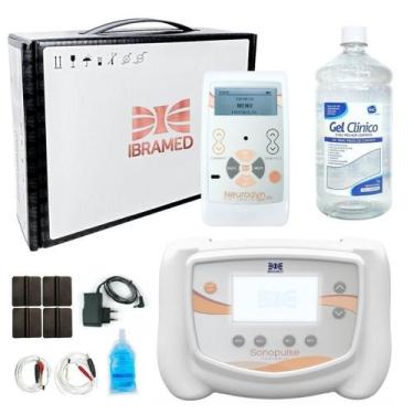 Imagem de Kit Sonopulse Portátil 1 MHz + Neurodyn Portátil Tens/Fes + Gel Clínic