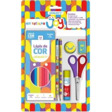 Imagem de Kit Material Escolar Infantil Lápis De Cor Leo & Leo Jardim 7 Peças Smille