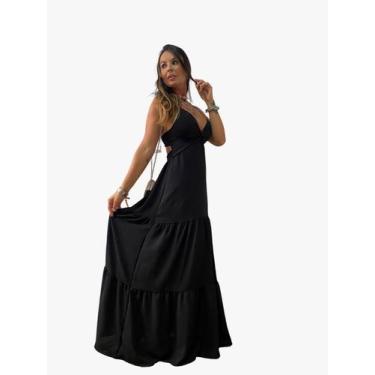 Imagem de Vestido Longo Rodado Amarração nas Costas Com Bojo Drapeado Duna Premi