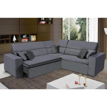 Imagem de Sofá Milão 2.50x2.50m de Canto, Retrátil e Reclinável - Chumbo - Sofis