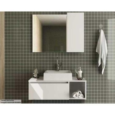 Imagem de Armário c/ Balcão Banheiro Suspenso BN3601 Cuba BN3600 80cm e Espelho 