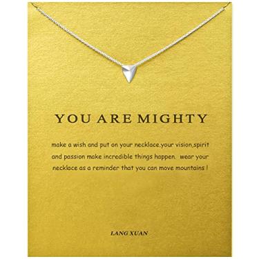 Imagem de LANG XUAN Colar com pingente de bússola e mensagem Sol da Amizade Boa Sorte Elefante Estrela do Mar Colar de Corrente com Cartão Presente, Metal