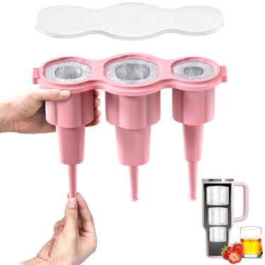 Imagem de Longzon Bandeja de gelo para copo Stanley de 850 a 1,134 g, molde de gelo, moldes de silicone para gelo, com tampa para coquetéis gelados, uísque, bebidas, café, máquina de gelo fácil de encher e