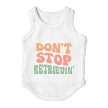 Imagem de Poocii Lindas roupas para cães, camiseta regata canelada para animais de estimação pequenos, médios ou grandes, mistura de algodão respirável e macio (branco, não pare de recuperar, PP)