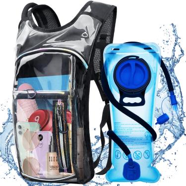 Imagem de SOIOMES Mochila De Hidratação, Mochila De Água Com Bexiga De Hidratação De 2L, Mochila De Hidratação Para Raves, Essencial Para Festivais, Caminhadas, Ciclismo, Escalada, Corrida, Atividades Ao Ar Li