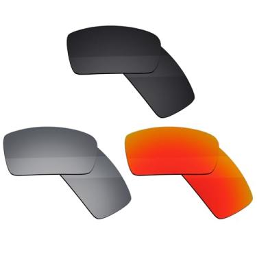 Imagem de Boldbright Lentes de substituição compatíveis com óculos de sol Oakley Gascan OO9014 - preto, titânio e vermelho espelhado revestido