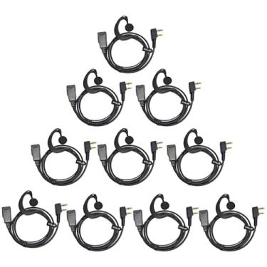 Imagem de HYS Fone de ouvido de 1 fio com microfone e PTT para Walkie Talkie Baofeng BF-F8HP BF-F9 UV-82 UV-82HP UV-82C UV-5R UV-5R5 UV-5RA UV-5RE UV-5X3 Kenwood NX TK Series Rádios de 2 pinos, gancho de orelha