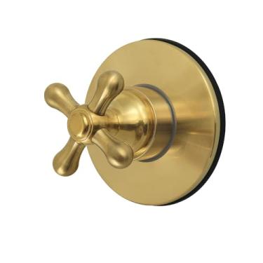 Imagem de Kingston Brass KS4037AX Válvula de desvio de seis vias de manípulo único de restauração com kit de acabamento, latão escovado