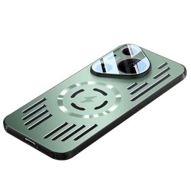 Imagem de POYUFRG Capa de metal para Huawei Pura 70 Ultra/70 Pro/70 Pro+/70, capa de ventilação magnética de liga de aviação, proteção de lente oca rígida, verde, 70 Pro